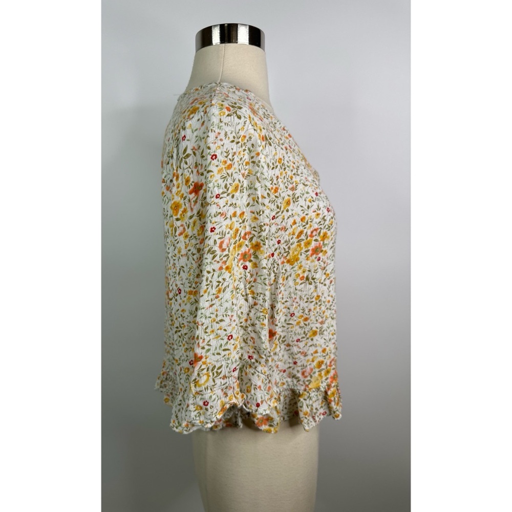 Cynthia Rowley fairy floral half sleeve bohemian Multicolor Blouse - Picture 5 of 11